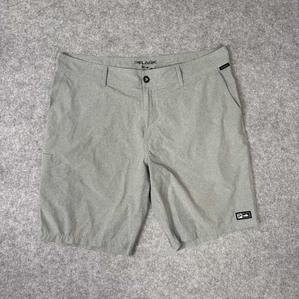 Pelagic Mens Grey Performance Fishing Shorts Size 40 Heathered Stretch sean 9.5